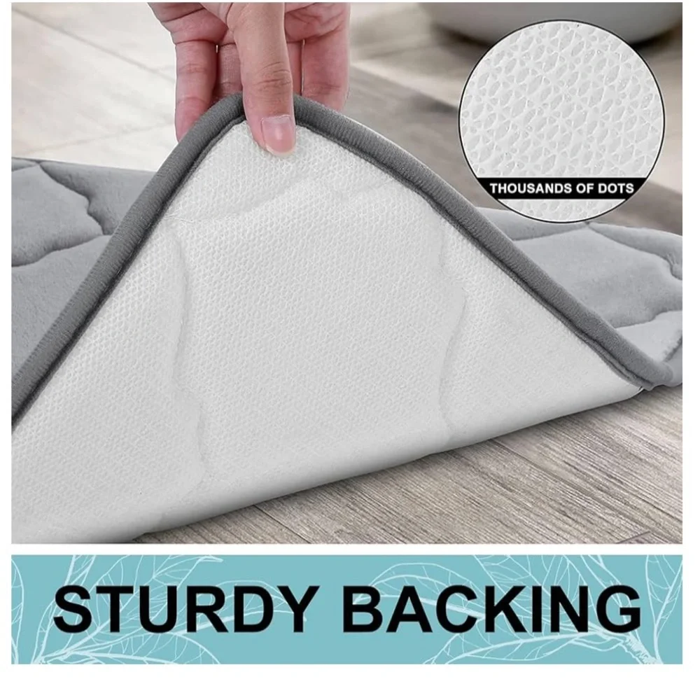 OLANLY Memory Foam Gray Bath Mat Rug 59x20, Ultra Soft & Absorbent Bathroom Rug